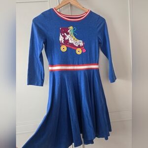 Mini Boden Blue Dress with Floral Skate Design